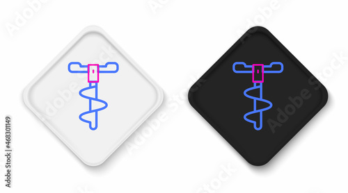 Line Hand ice drill for winter fishing icon isolated on white background. Colorful outline concept. Vector