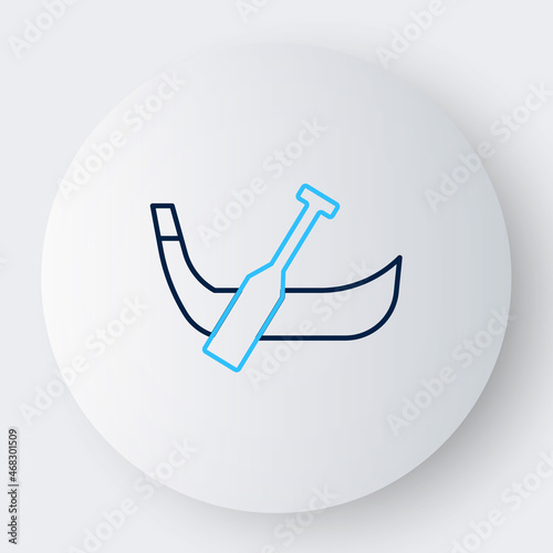 Line Gondola boat italy venice icon isolated on white background. Tourism rowing transport romantic. Colorful outline concept. Vector