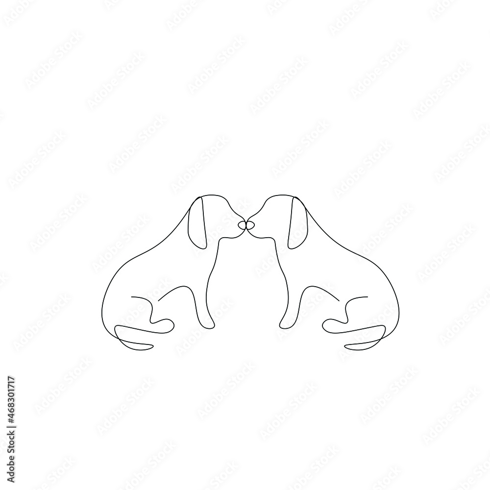 Valentines day card with love heart dog vector illustration	