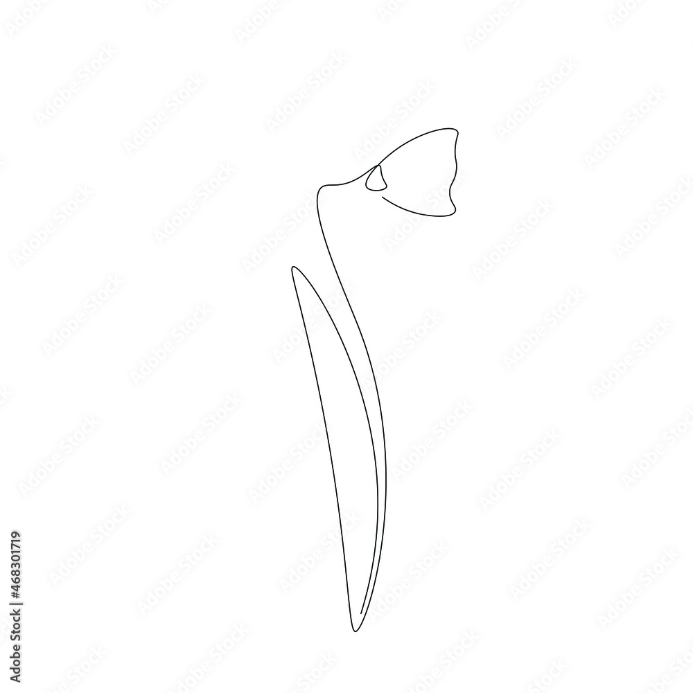 Obraz premium Spring flower background. Continuous line drawing. Vector illustration 