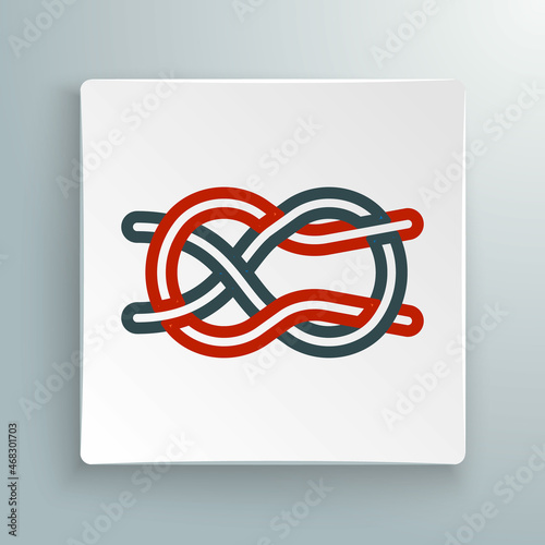 Line Nautical rope knots icon isolated on white background. Rope tied in a knot. Colorful outline concept. Vector