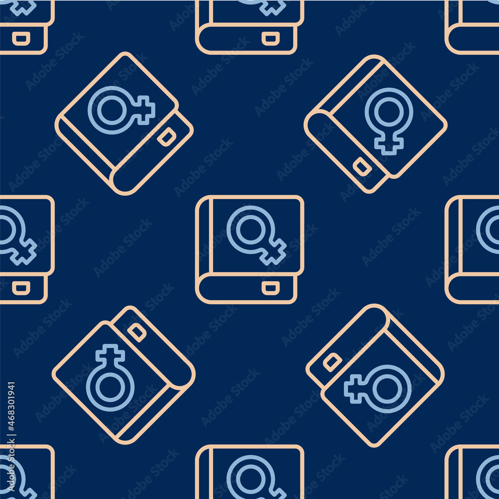 Line Book about women icon isolated seamless pattern on blue background. 8 March. International Happy Women Day. Vector Line Book about women icon isolated seamless pattern on blue background. 8 March. International Happy Women Day. Vector