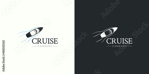 cruise ship at the sea logo design concept