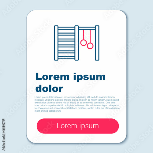 Line Wooden Swedish wall icon isolated on grey background. Swedish stairs. Colorful outline concept. Vector