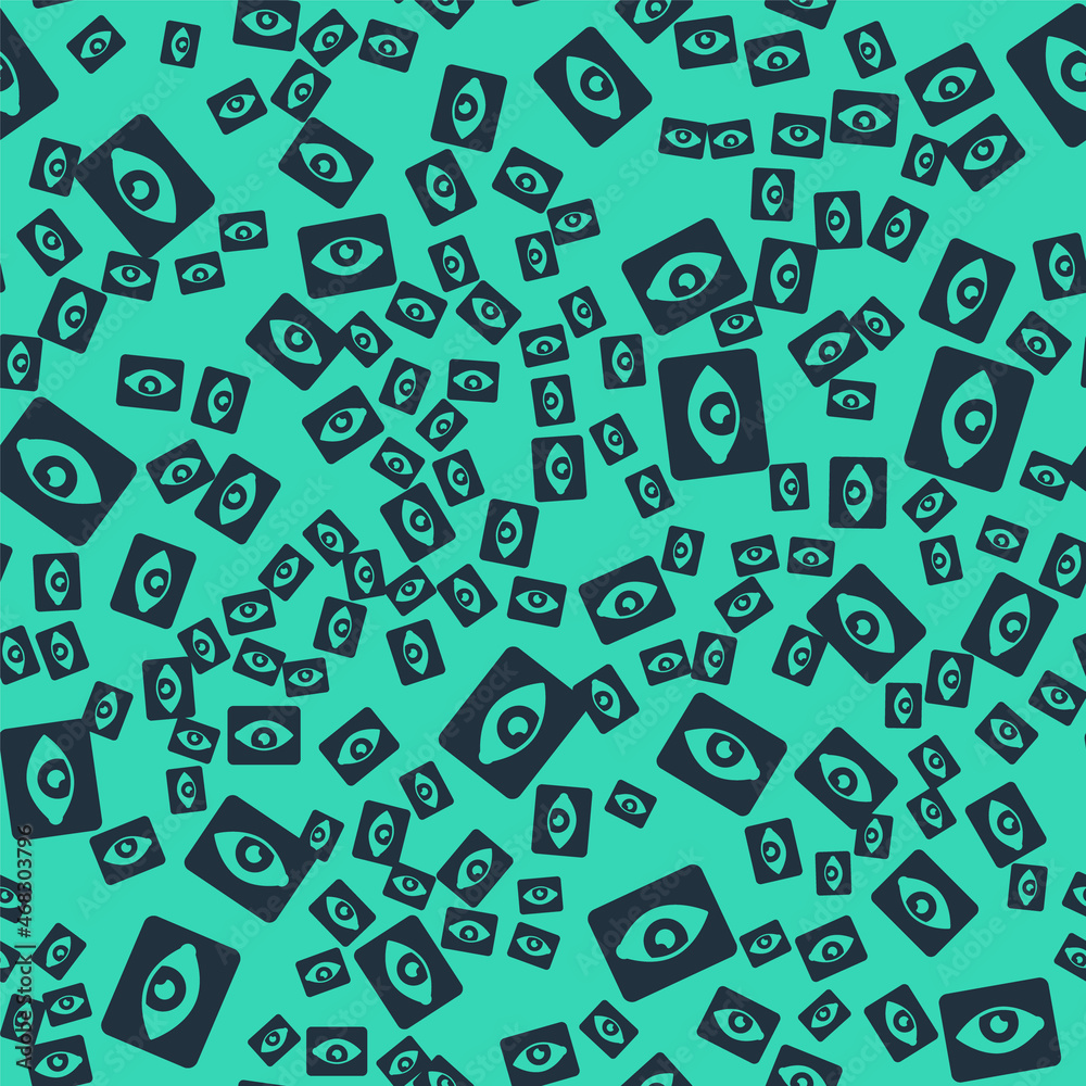 Black Red eye effect icon isolated seamless pattern on green background. Eye redness sign. Inflammatory disease of eyes. Vector Black Red eye effect icon isolated seamless pattern on green background. Eye redness sign. Inflammatory disease of eyes. Vector
