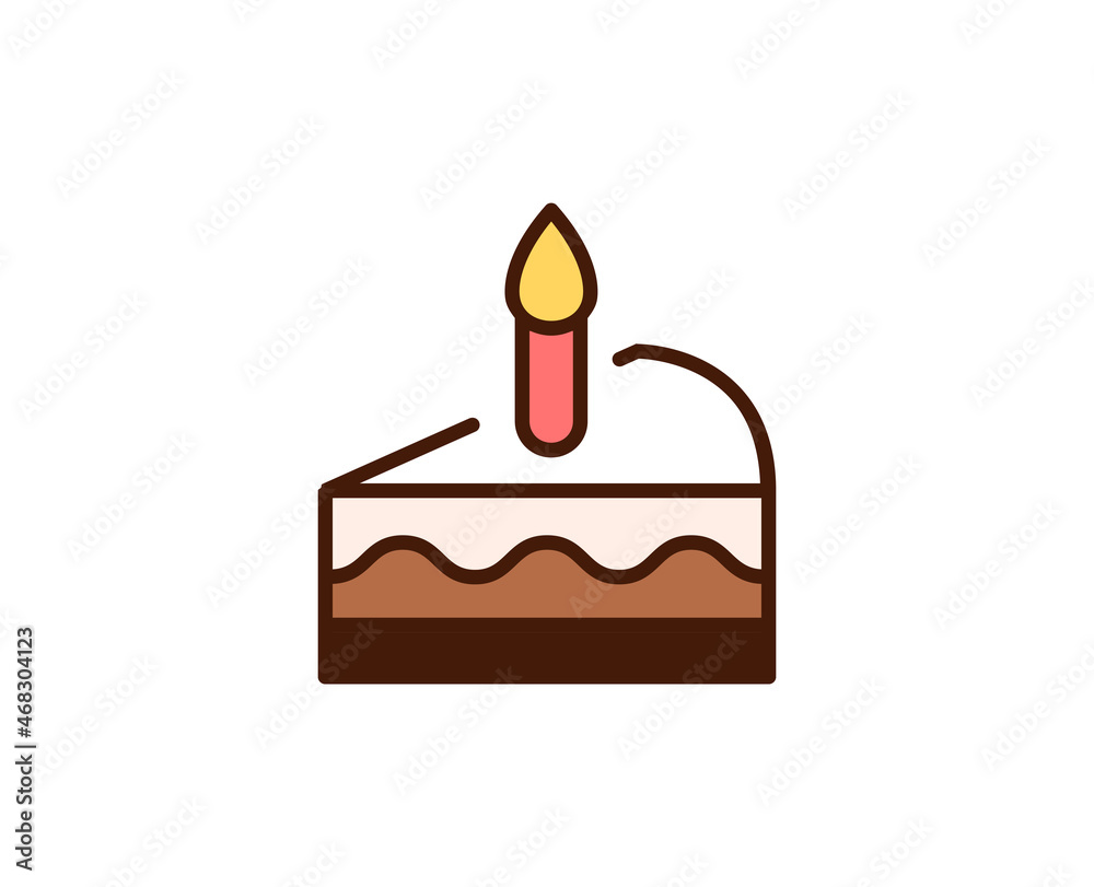 Cake flat icon. Single high quality outline symbol for web design or mobile app. Holidays thin line signs for design logo, visit card, etc. Outline pictogram EPS10 Cake flat icon. Single high quality outline symbol for web design or mobile app. Holidays thin line signs for design logo, visit card, etc. Outline pictogram EPS10