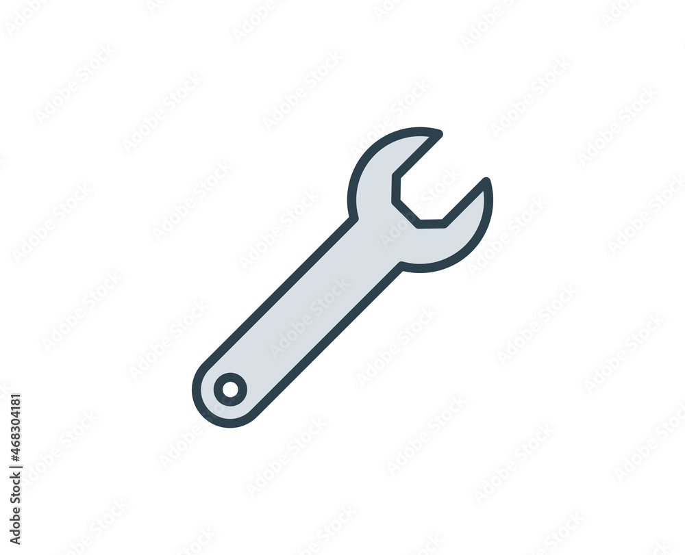 Wrench flat icon. Single high quality outline symbol for web design or mobile app. House thin line signs for design logo, visit card, etc. Outline pictogram EPS10 Wrench flat icon. Single high quality outline symbol for web design or mobile app. House thin line signs for design logo, visit card, etc. Outline pictogram EPS10