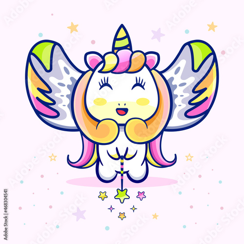 Cute magical unicorn cartoon