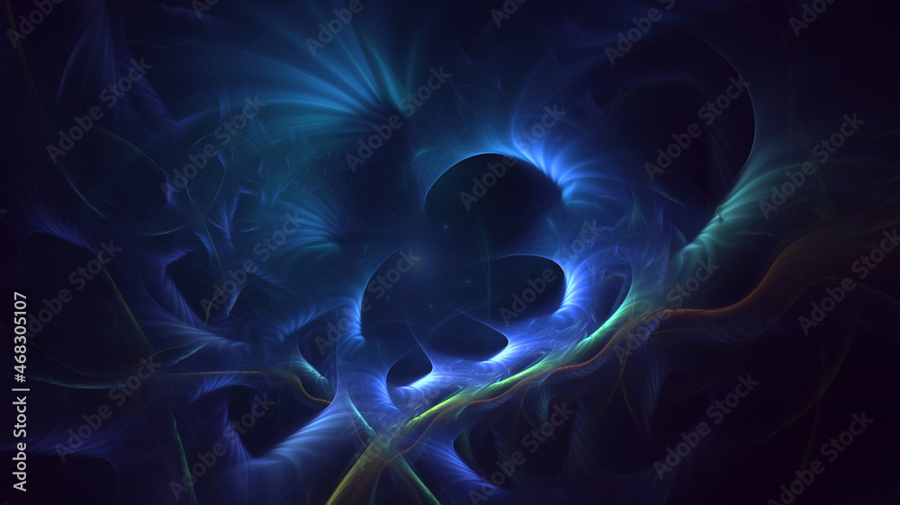 Obraz premium 3D rendering abstract blue fractal light background
