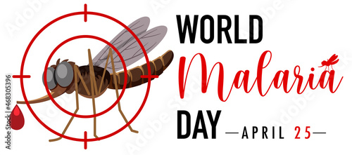 World Malaria Day logo or banner with mosquito sign