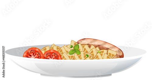 Pasta farfalle with sausage and tomato