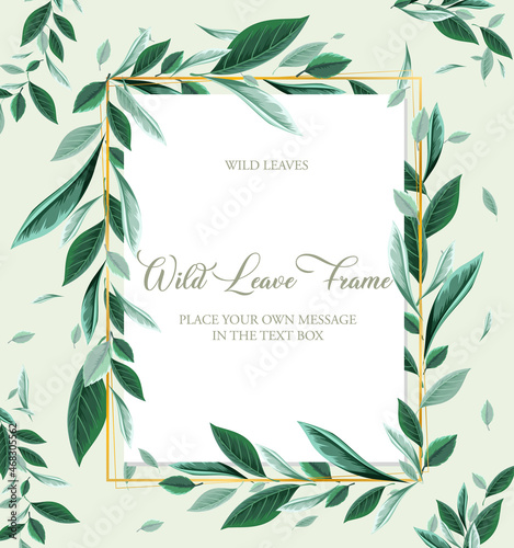 Vertical frame of green foliage template