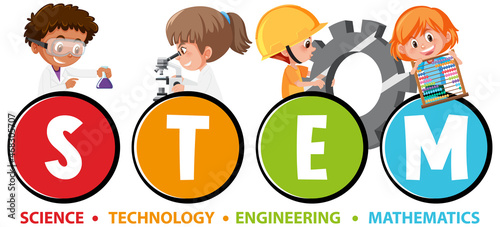 Colourful STEM education text icon