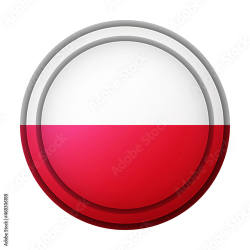 Free Download Glass light ball with flag of Poland. Round sphere, template icon. Polish national symbol. Glossy realistic ball, 3D abstract vector illustration highlighted on a white background. Big bubble - GFXLoad