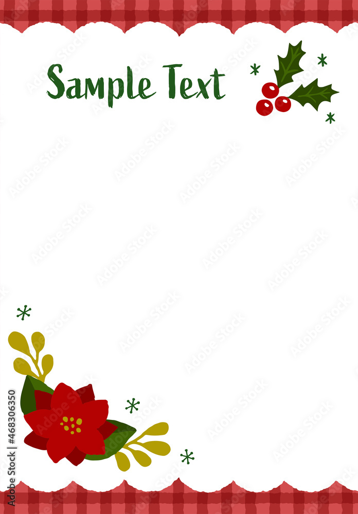 ヒイラギとポインセチアのクリスマスフレーム クリスマスカラー Stock Vector Adobe Stock