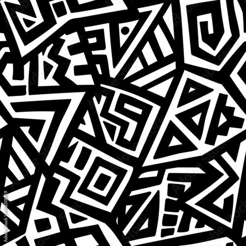 Unique Geometric Vector Seamless Pattern made in ethnic style. Aztec textile print. African traditional design. Creative boho pattern. Perfect for site backgrounds, wrapping paper and fabric design.