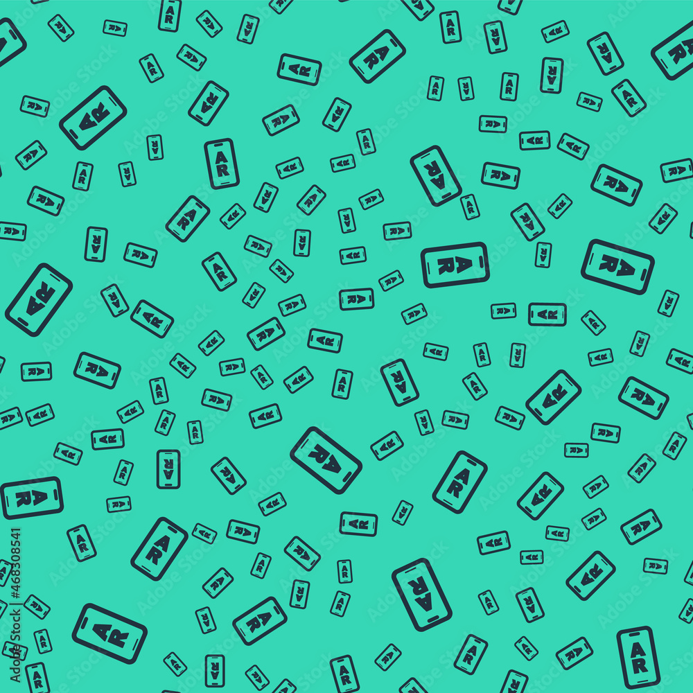 Black Augmented reality AR icon isolated seamless pattern on green background. Virtual futuristic wearable devices. Vector Black Augmented reality AR icon isolated seamless pattern on green background. Virtual futuristic wearable devices. Vector