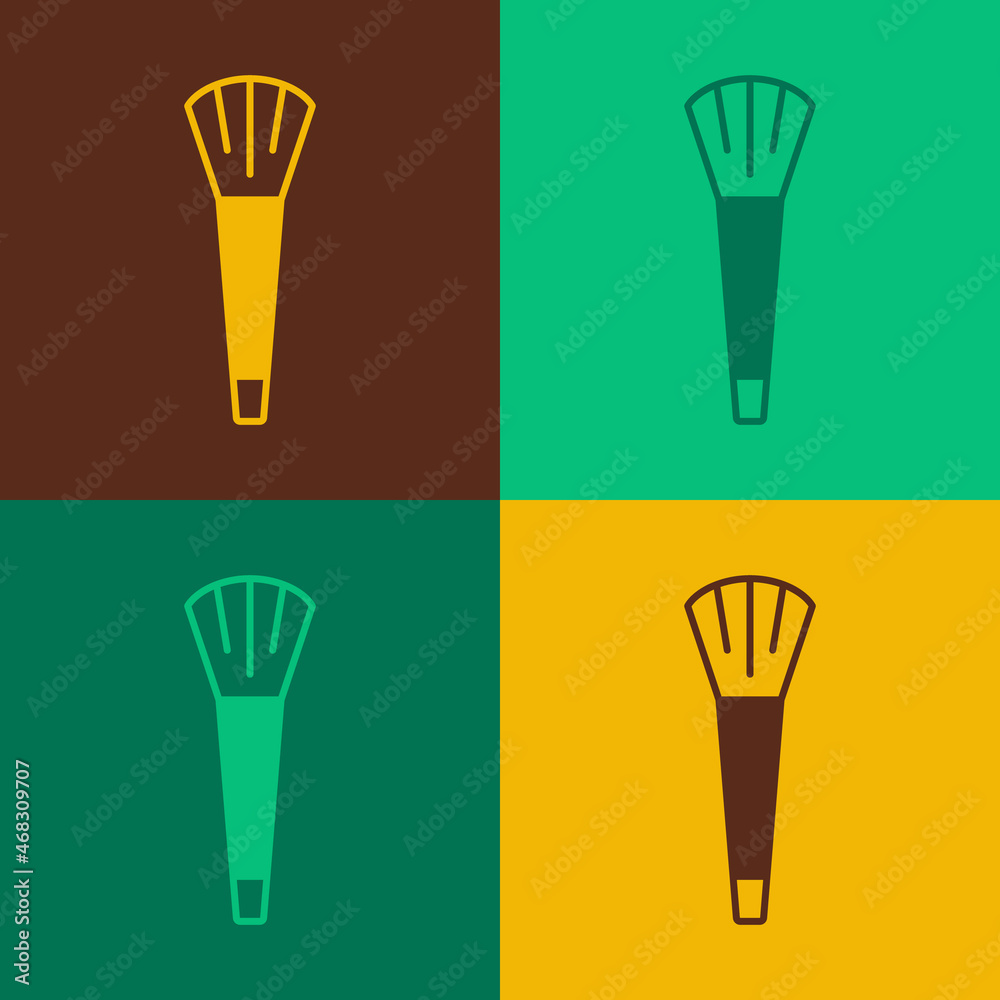Pop art Makeup brush icon isolated on color background. Vector Pop art Makeup brush icon isolated on color background. Vector