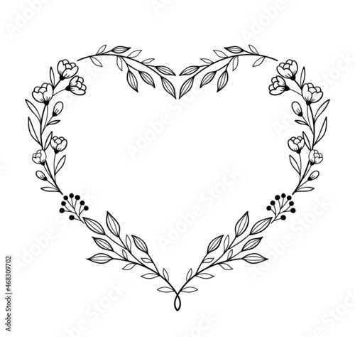 Valokuva Floral heart shape frame