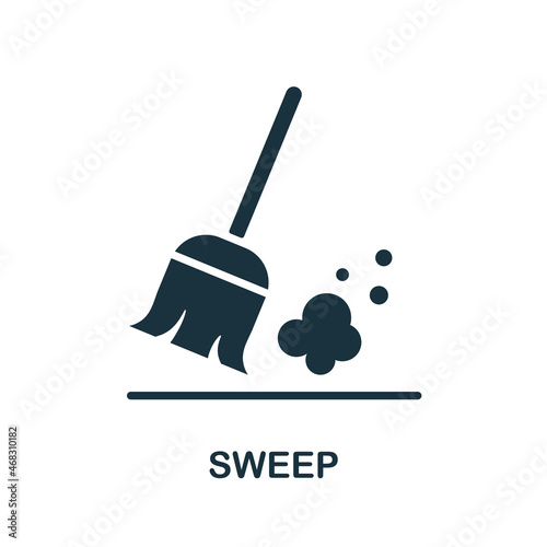 Sweep icon. Monochrome sign from cleaning collection. Creative Sweep icon illustration for web design, infographics and more