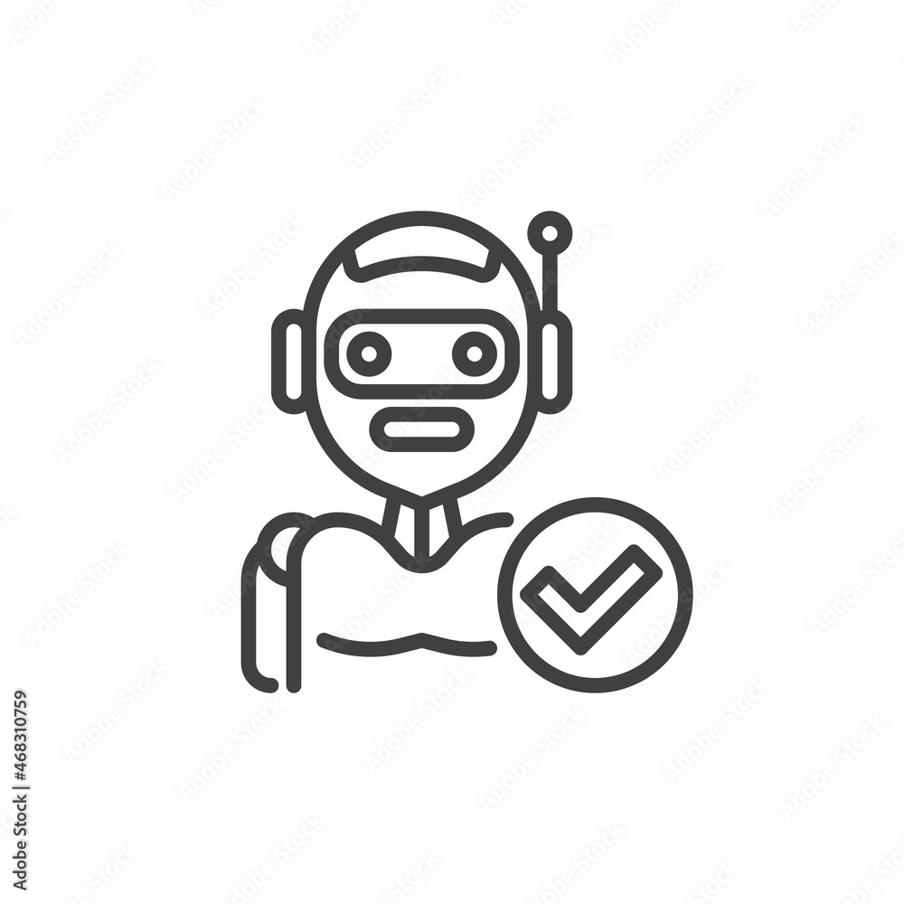 Robot with check mark line icon