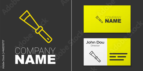 Logotype line Beekeeping uncapping knife icon isolated on grey background. Tool of the beekeeper. Logo design template element. Vector