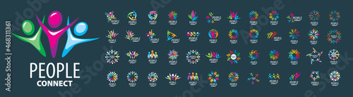 A set of vector logos of People on a gray background