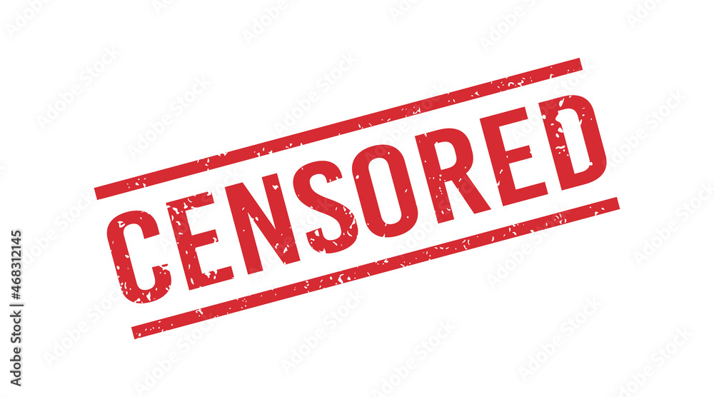 Grunge red censored word rubber stamp. Censor control security sign sticker. Grunge vintage square label. Vector illustration on white background. Grunge red censored word rubber stamp. Censor control security sign sticker. Grunge vintage square label. Vector illustration on white background.