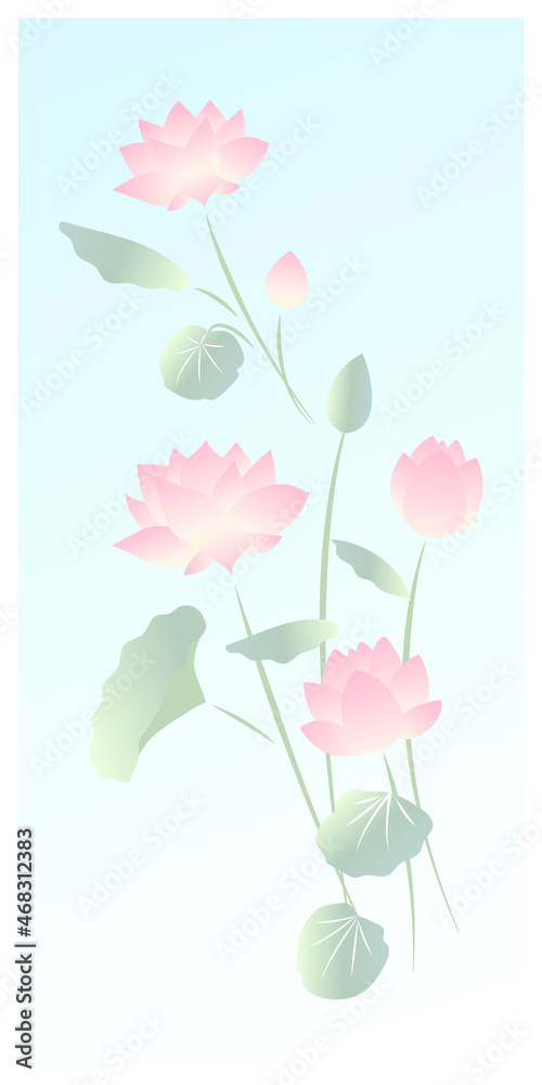 蓮の花束と空の背景 蓮の花束と空の背景