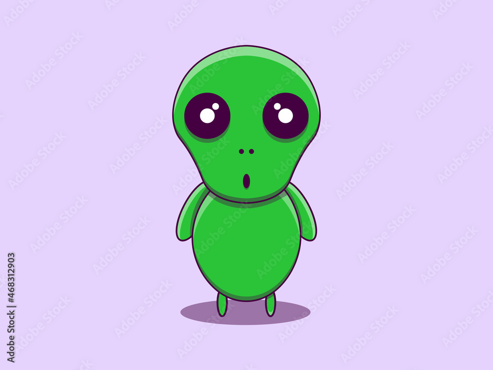Obraz premium Print Vector Cute green alien cartoon illustration