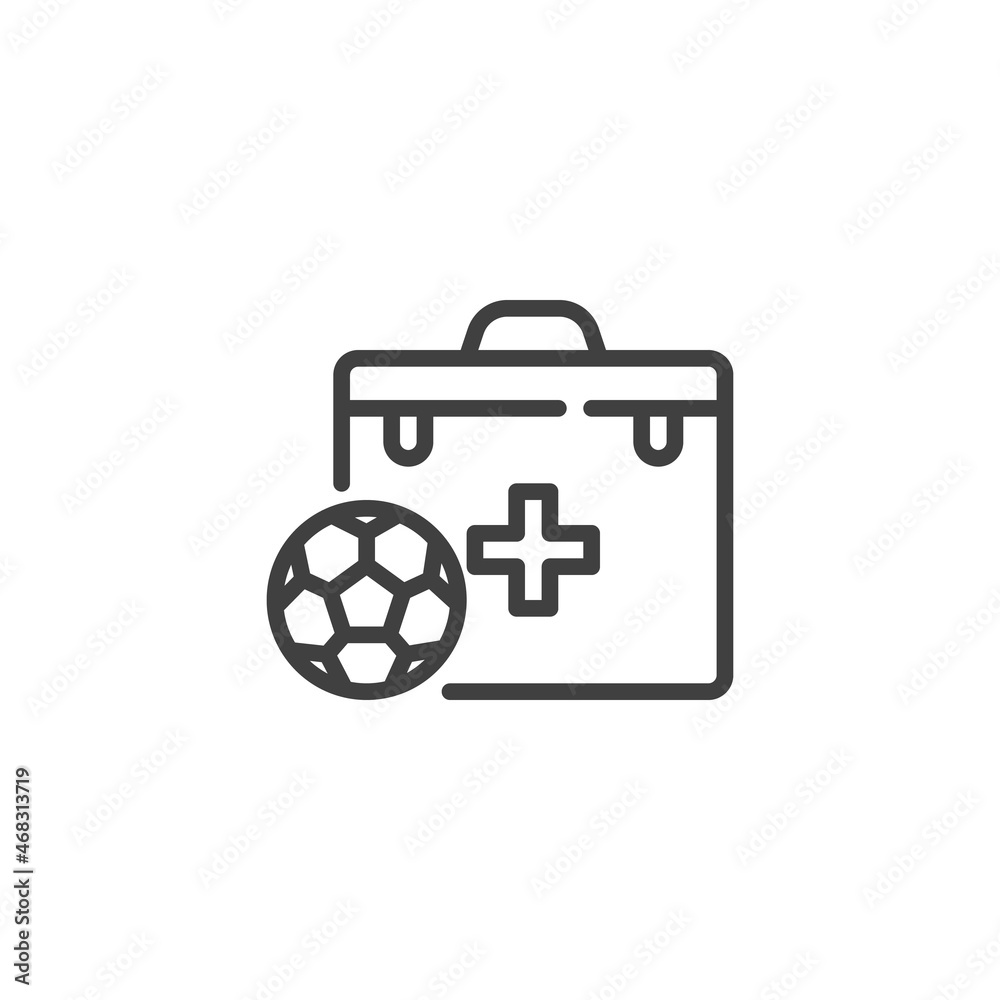Soccer first aid kit line icon