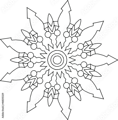 Mandala black and white design, coloring page, texture, background, vintage, tattoo