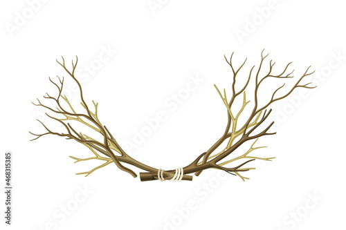 Bare Tree Branch Tied in Semi Circle Vector Illustration