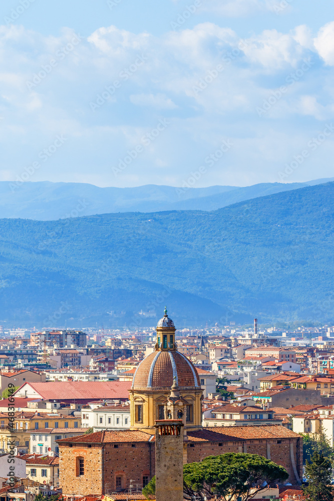 View of the city and mountains in Florence, Italy
