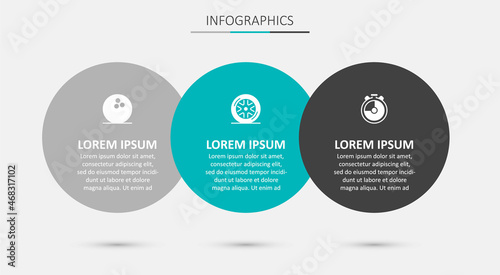 Set Car wheel, Bowling ball and Stopwatch. Business infographic template. Vector