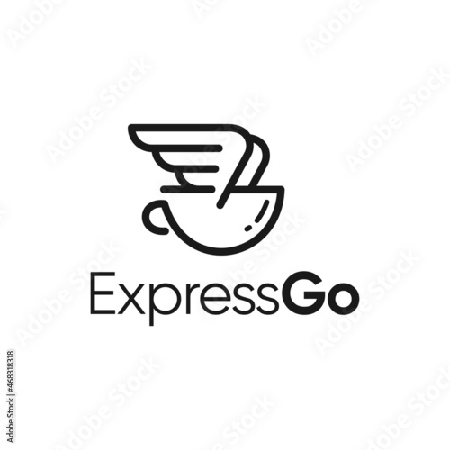 Coffee Cup Express Delivery with wings logo inspiration