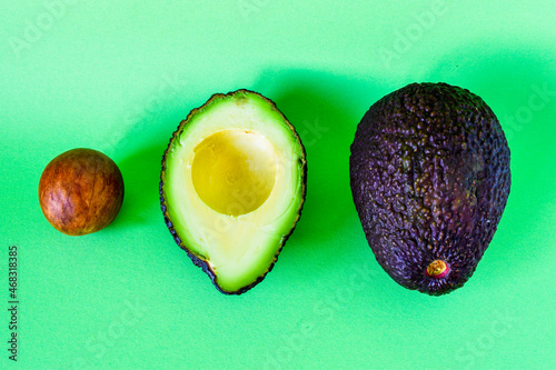 avocado on a green background 