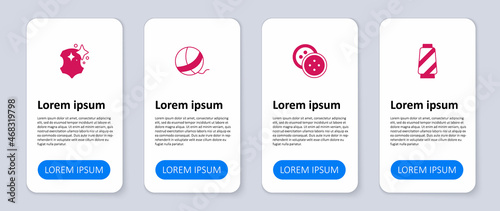 Set Sewing thread on spool, button for clothes, Yarn ball and Leather. Business infographic template. Vector