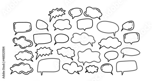 hand drawn speech bubble collection, chat balloon outline