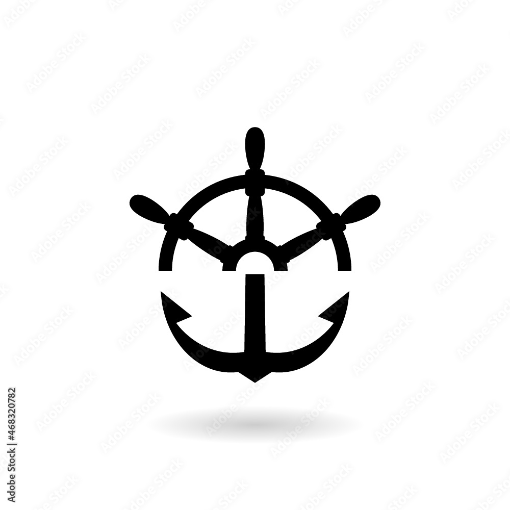 Fototapeta premium Nautical or marine logo icon with shadow