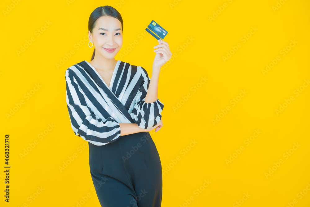 Portrait beautiful young asian woman smile with credit card Portrait beautiful young asian woman smile with credit card