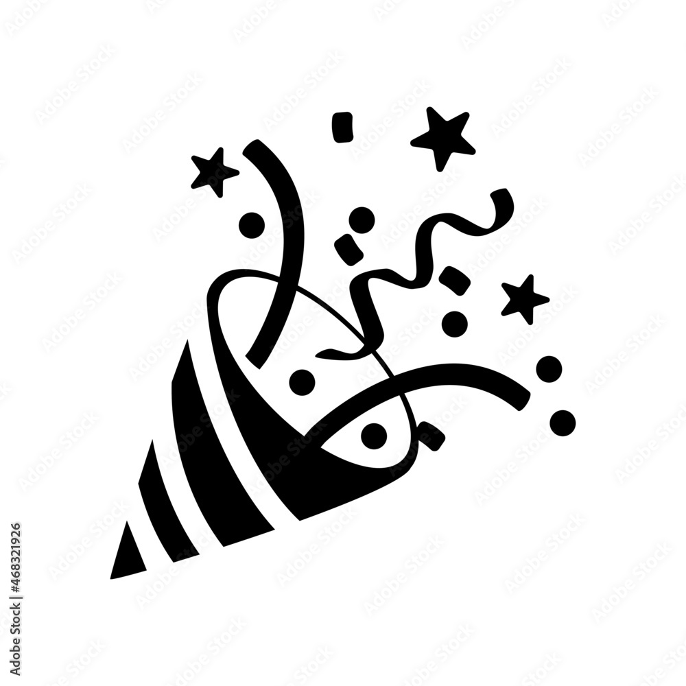 Party popper with confetti icon. birthday cracker symbol. vector