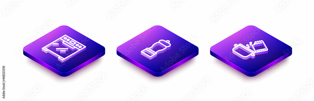 Set Isometric line Oven, Pepper and Cooking pot and spice icon. Vector Set Isometric line Oven, Pepper and Cooking pot and spice icon. Vector