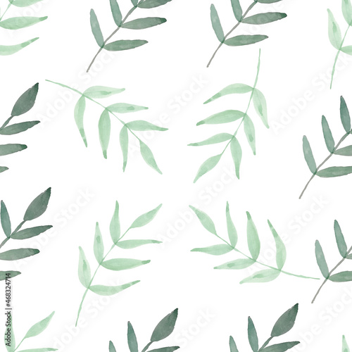 Hand-drawn watercolor leaf seamless pattern