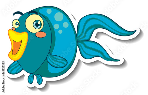 Cute fish sea animal cartoon sticker