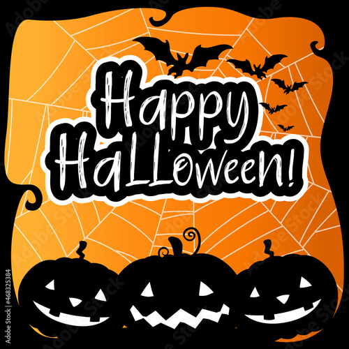 Happy Halloween banner with scary pumpkins