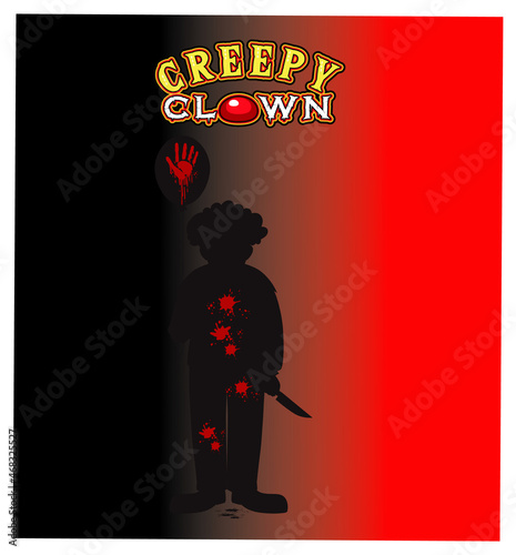 Creepy Clown text poster with clown silhouette