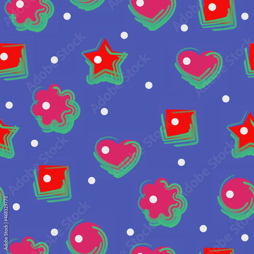 Abstract new year festive gingerbread. Seamless pattern blue background for textile.