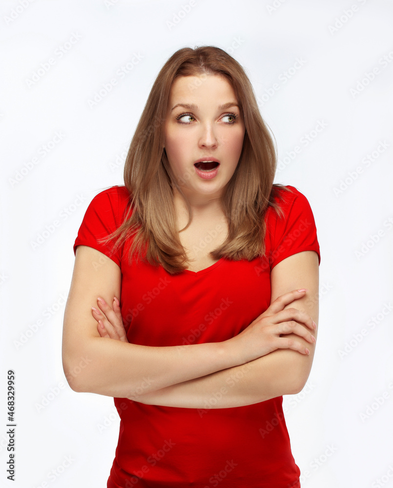 Portrait of shocked girl ,surprised young woman Portrait of shocked girl ,surprised young woman