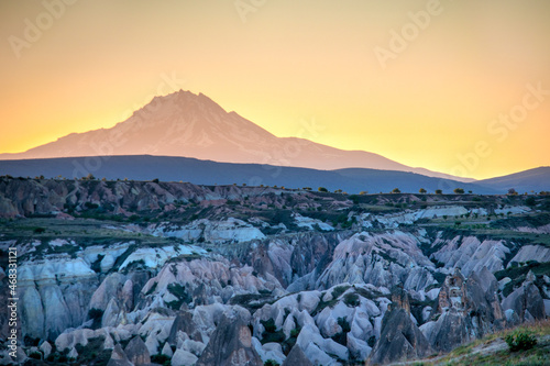 Mount Erciyes volcano in the early morning, Cappadocia